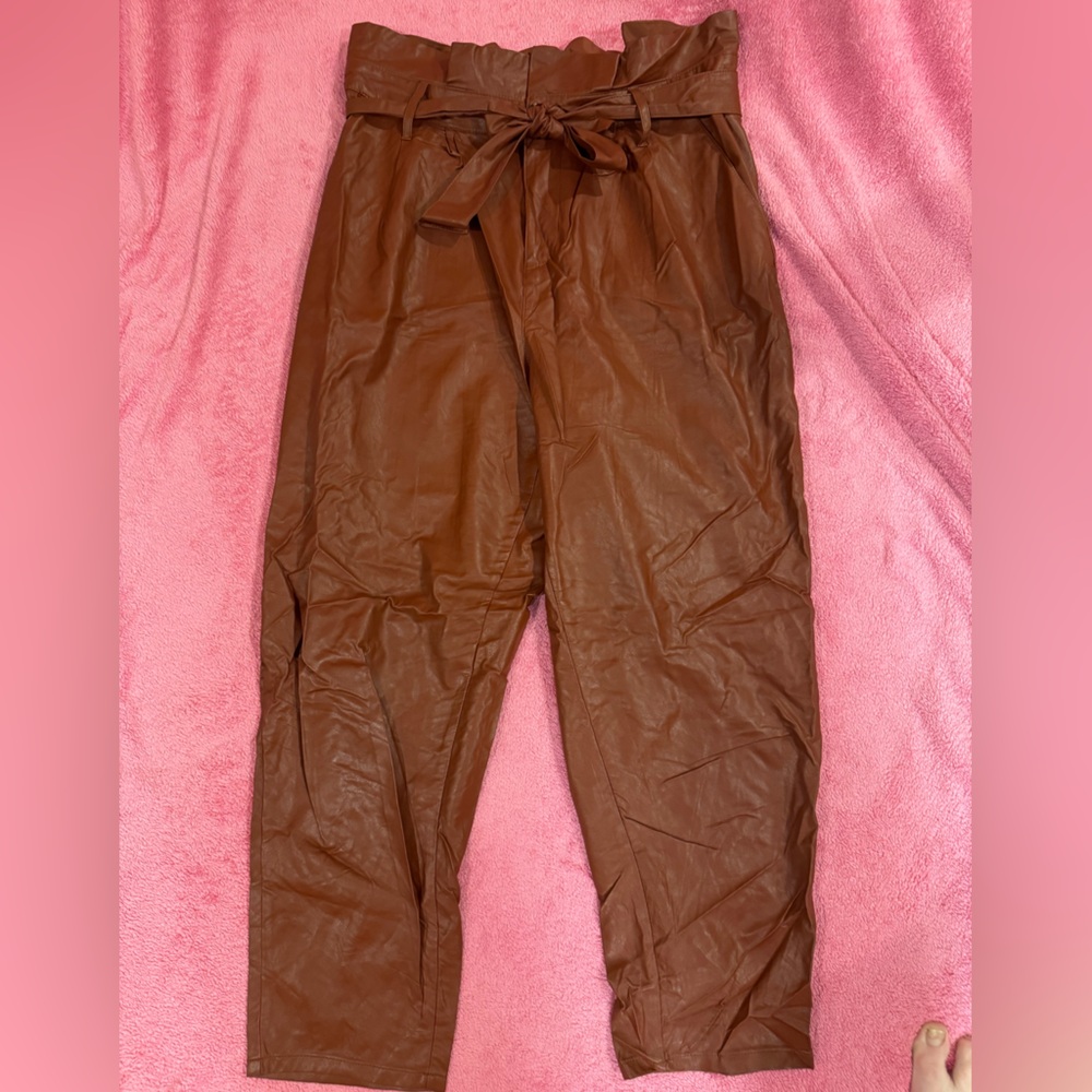 Women's Brown Paperbag Waist Pants